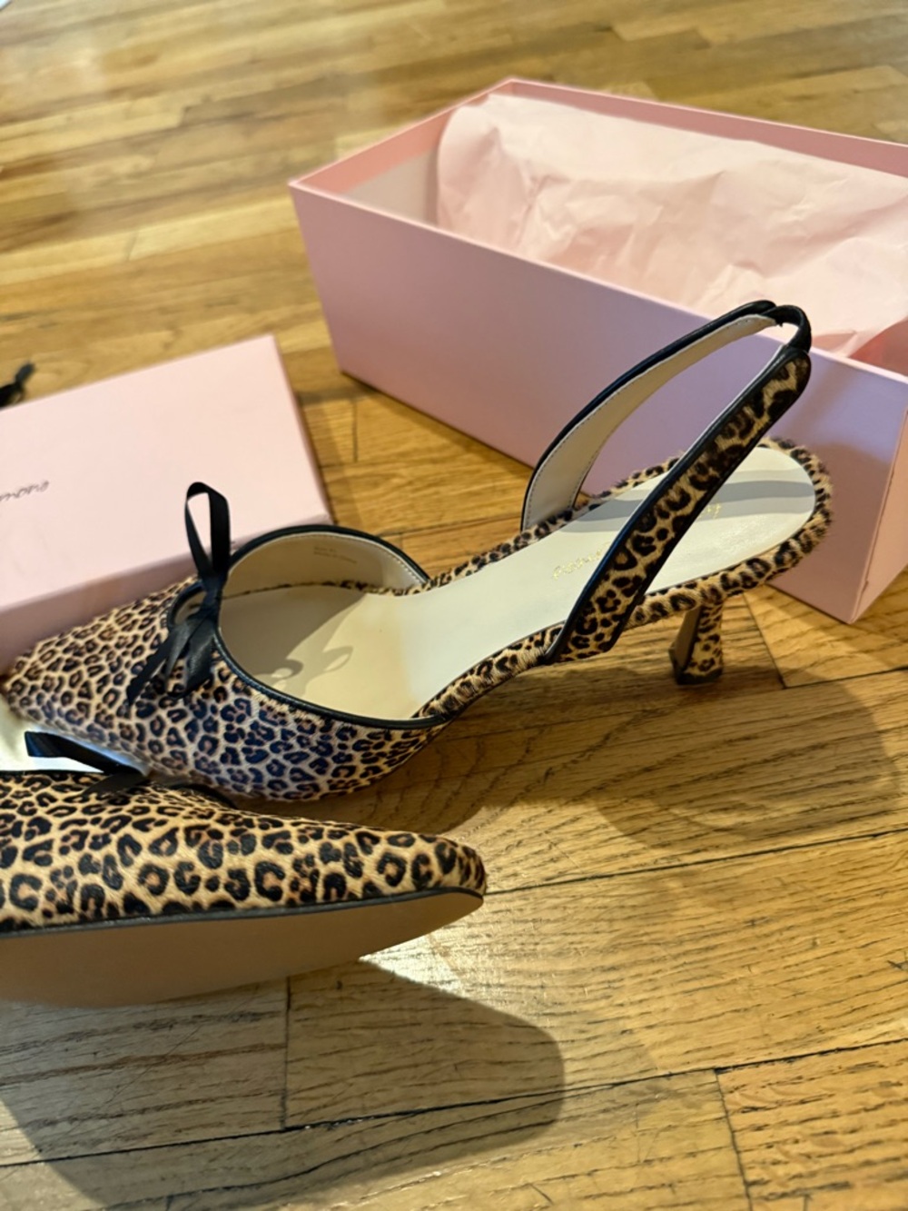 For Love & Lemons Leopard-Print Pointed Slingback Flats - Tan/Black - Picture 7 of 7
